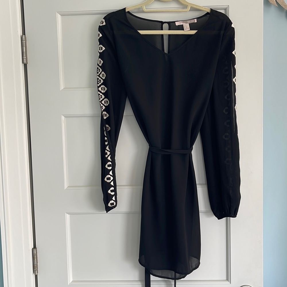 Forever21 Black Dress with wrap around belt size medium